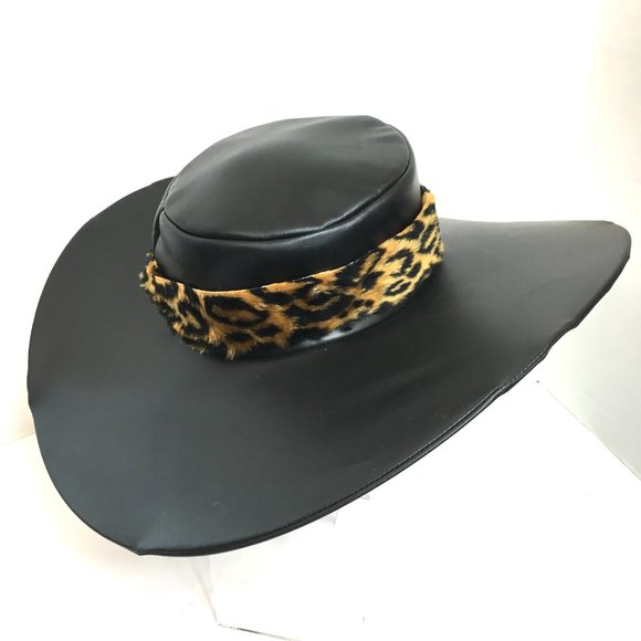 70’s Style Blk Faux Leather Pimp Big Daddy Hat Vtg - Picture 6 of 12